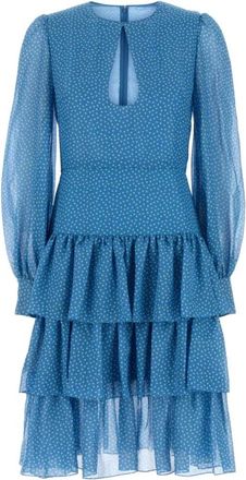 Valentino Garavani Printed Silk Dress - Dames - Feestkleedjes - Blauw - S - Kleedjes