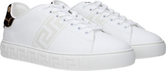Versace Mens White Leather Low Top Sneakers