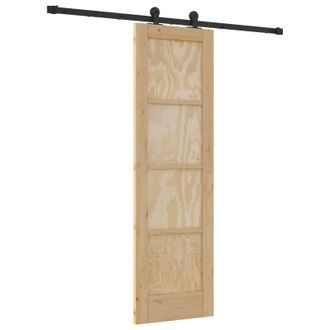 vidaXL Puerta Corredera Natural Y Negro 61 X 198,5 Cm Vidaxl