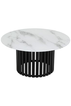 Livetastic Couchtisch, Schwarz, Wei&szlig;, Metall, Glas, rund, zylindrisch, 80x40x80 cm, einfacher Aufbau, Wohnzimmer, Wohnzimmertische, Couchtische, Couchtische rund