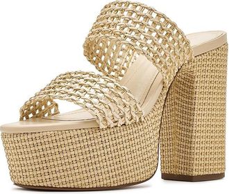 Schutz Aberdeen Womens Sandals Natural/Gold : 10.5 M, Leather