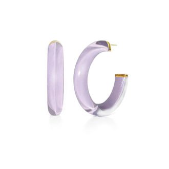 Gold & Honey Womens Medium Illusion Lucite Hoop Earrings In Lavender