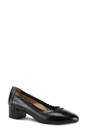 Spring Step Ahmeria Snakeskin Embossed Pump in Black Patent at Nordstrom, Size 10.5-11Us