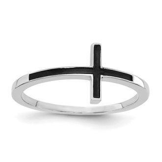 Diamond2Deal 14k White Gold Antiqued Sideways Cross Ring