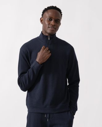 Boss Orange by Hugo Boss Structuur Loungewear Top in Donkerblauw