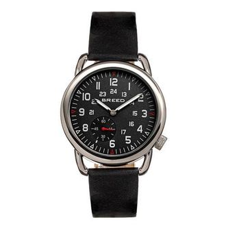 Breed Regulator Leather-Band Watch w/Second Sub-dial in Black at Nordstrom