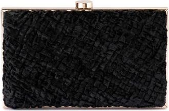 Olga Berg Hazel Textured Velvet Frame Clutch in Black at Nordstrom