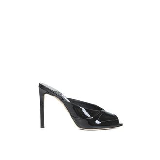 Jimmy Choo London Brigitte Mule 100 - Dames - Muiltjes - Zwart - 35 EU - Leer - Schoenen