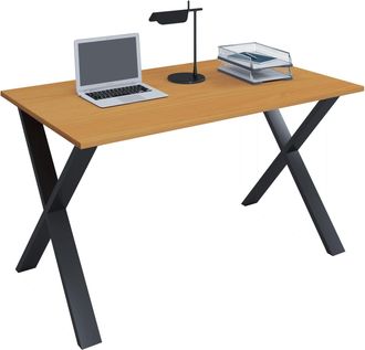 ebuy24 Vcm Wood Desk Al. 76 X An. 140 X P. 50 Cm Mesa De Ordenador Lisa Pies De Metal De Alta Calidad Mesa De Trabajo Muebles De Oficina - Lona X (negro / Ha