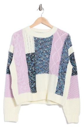 Desigual Mixed Stitch Patchwork Sweater in Light Beige at Nordstrom Rack, Size Medium