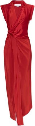 Victoria Beckham Kleedjes, Dames, Rood, XS, Leer, The Silk Dress
