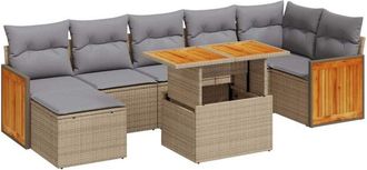 vidaXL Set Sof&aacute;s Jard&iacute;n Y Cojines 8 Pzas Rat&aacute;n Sint&eacute;tico Acacia Beige Vidaxl