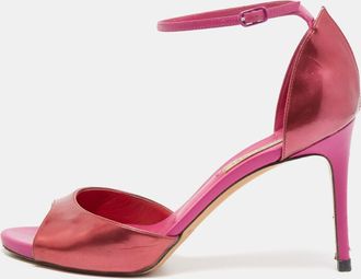 Casadei Pink Leather Candylux Ankle Strap Sandals