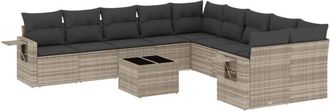 vidaXL Set De Sof&aacute;s De Jard&iacute;n 11 Pzas Y Cojines Rat&aacute;n Sint&eacute;tico Gris Vidaxl