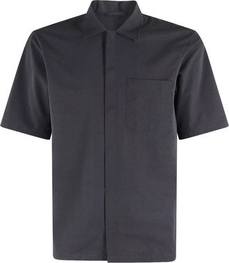 Herno Blauw Casual Shirt voor Mannen - Heren - Korte mouwen Overhemden - Blauw - M - Overhemden
