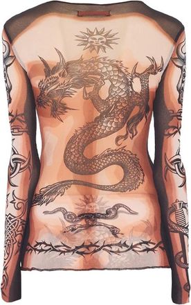 Jean Paul Gaultier Tattoo-Print Polyamide T-shirt - Multicolor