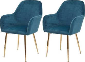 Hhg Hhg - Nunca Usado] Juego De 2 Sillas De Comedor 240, Silla De Cocina, Dise&ntilde;o Retro, Terciopelo Menta, Patas Doradas
