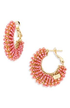 Gas Bijoux Izzia Beaded Hoop Earrings in Pink Psp at Nordstrom