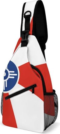 Generic Flag of Wichita Mens Crossbody Chest Sling Bag for Travel Hiking Lightweight Shoulder Bags with Small Side