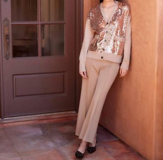 Karen Kane Cropped Pintuck Wide-Leg Pants In Camel