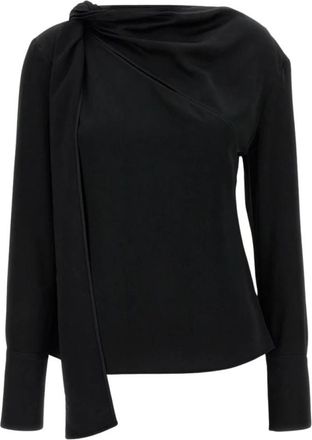 Givenchy Elegante Zijden Blouse met Knotted Neck - Dames - Blouses - Zwart - S - Overhemden