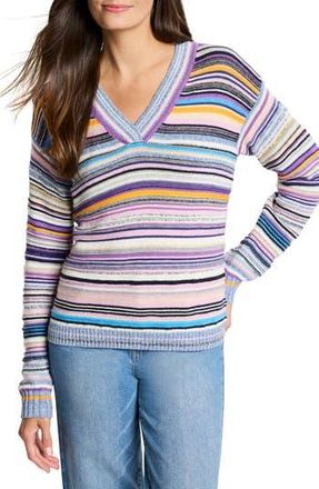 Nic+Zoe Flower Fields V-Neck Sweater in Purple Multi at Nordstrom Rack, Size X-Large