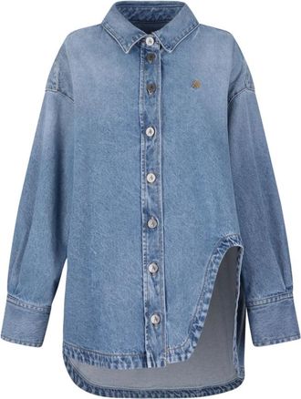 The Attico Lichtblauwe Asymmetrische Zoom Denim Overhemd - Dames - Spijkeroverhemden - Blauw - XS - Denim - Overhemden