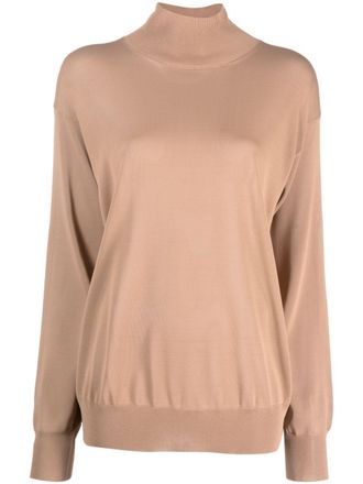 Khaite The Paco knitted crepe jumper - women - Viscose - S - Neutrals