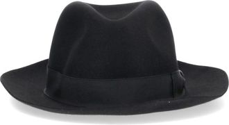 Borsalino Black Wide-Brim Felt Grosgrain Ribbon Hat