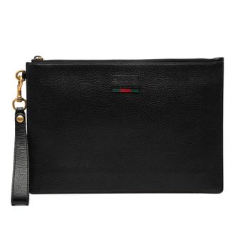Gucci Leather Web Agora Clutch