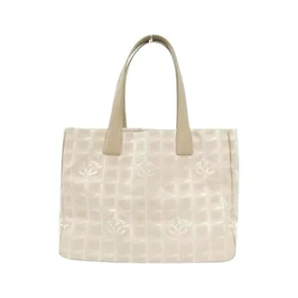 Chanel Pre-owned Tote Bags, female, Beige, Size: ONE SIZE Pre-owned Vintage Nylon Tote Bag