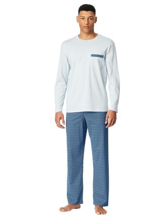 Schiesser Lange pyjama set Schiesser blauw katoen