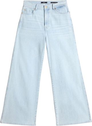 7 For All Mankind Lotta Cropped Wide Leg Jeans - Dames - Loose Fit Jeans - Blauw - W30 - Katoen - Jeans