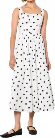 Apricot Polka Dot Smocked Midi Dress In White