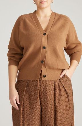Universal Standard Rib Cardigan in Camel Brown at Nordstrom, Size 3Xl
