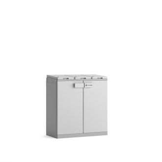 Keter Armario Exterior Para Recogida Selectiva De Residuos, 3 Compartimentos, 96x45x87 Cm, Blanco/gris, Con Cerradura - Recyclo Basic - Keter