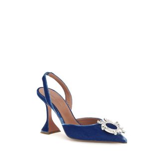Amina Muaddi Begum Heel Sandal - Blue