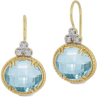I.Reiss Company 14K 9.73 Ct. Tw. Diamond & Blue Topaz Earrings