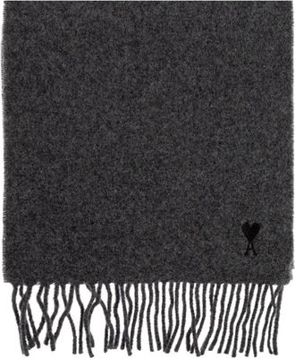 Ami Wollen sjaal met logo - unisex - Wintersjaals - Grijs - ONE Size - Wol - Accessoires