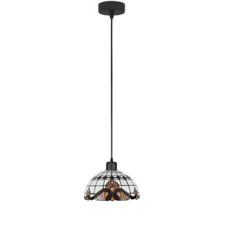 OEM L&aacute;mpara De Techo Colgante Negra Con Pantalla De Vitral Wit 15-093z
