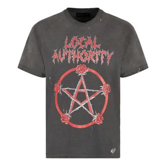 Local Authority Tops, Heren, Zwart, L, Katoen, T-shirt van bedrukt katoen