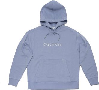 Calvin Klein Mens Logo French Terry Hoodie In Forever Blue