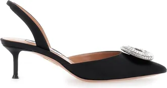 Aquazzura Black Crystal Slingback Pumps