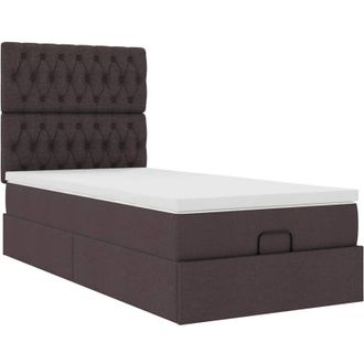 vidaXL Estructura Cama Otomana Colch&oacute;n Tela Marr&oacute;n Oscuro 80x200cm Vidaxl