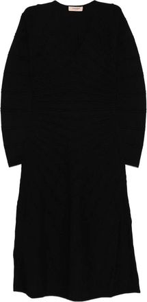 Twinset Gebreide Jurk - Dames - Casual kleedjes - Zwart - L - Polyester - Kleedjes