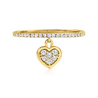 RS Pure by Ross-Simons Diamond Heart Charm Ring in 14kt Yellow Gold