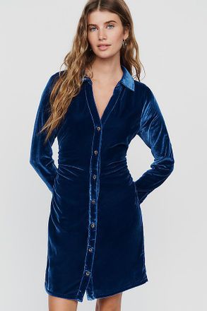 Pilcro Greer Velvet Ruched Shirtdress