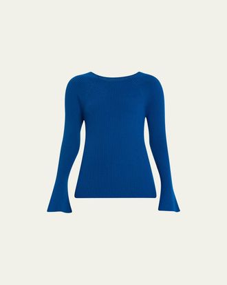 Kobi Halperin Mercer Flare-Sleeve Ribbed Wool Sweater