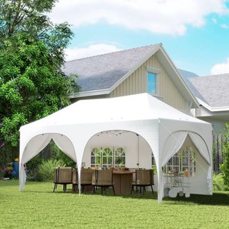 OUTSUNNY 3 x 6m Pop Up Gazebo with Sides, Peak Top Garden Party Tent Marquee