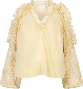 Dante6 Dames, Blouses & Shirts, Geel, Maat: XS Chiffon
